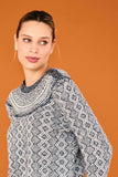 Jumper 1234 Jacquard Yoke Crew in Navy