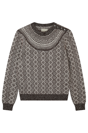 Jumper 1234 Jacquard Yoke Crew in Hikory