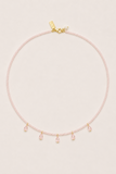 Talis Chains Beaded Necklace Cz Drops in Rose Quartz