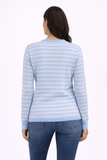 Jumper 1234 Tipped Little Stripe Crew in Azur
