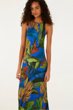 Farm Rio Banana Grapes Sleeveless Maxi Dress BLUE