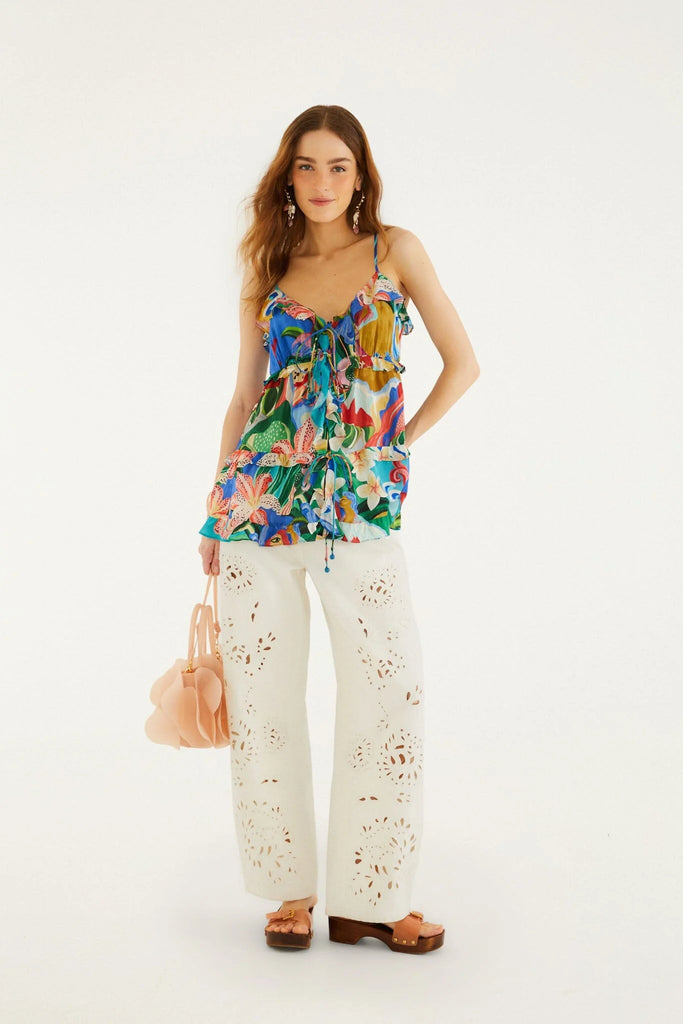 Farm Rio Garden Of Life Ruffle Blouse