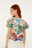 Farm Rio Garden Of Life Scarf Short Sleeve Blouse
