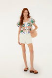 Farm Rio Garden Of Life Scarf Short Sleeve Blouse