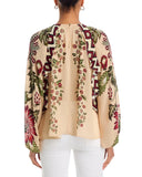 Farm Rio Ligia Floral Cascade Blouse in Beige