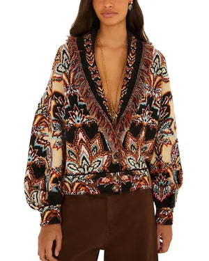 Farm Rio Tapestry Dream Cardigan MULBERRY