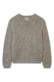 Jumper 1234 Hand Knit Contrast Crew in Light Grey
