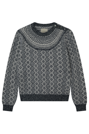 Jumper 1234 Jacquard Yoke Crew in Navy