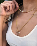 Talis Chains T-Bar Necklace Cz in Gold