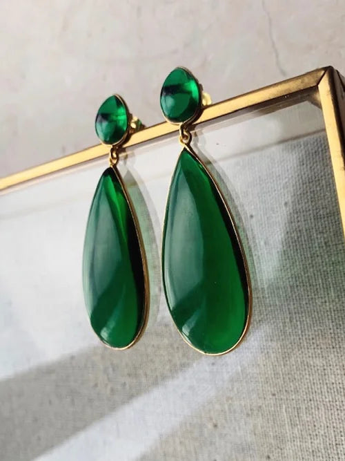 Shyla Nancy Earrings in Emerald