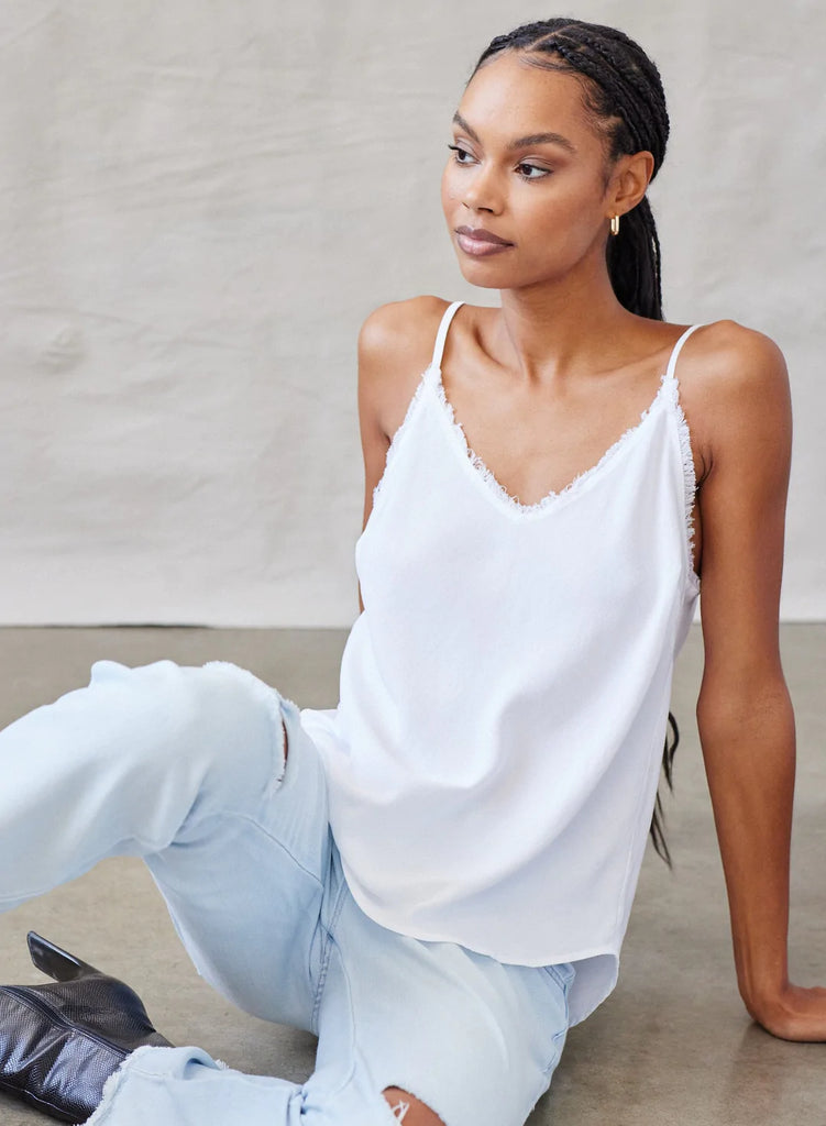 Bella Dahl Ash Fray Edge Cami in White The Gate Boutique