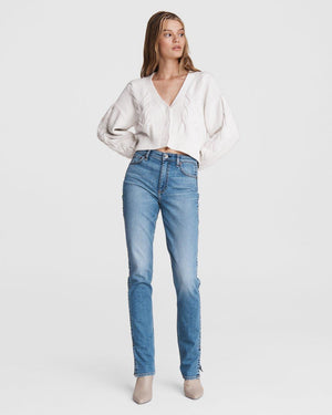Rag And Bone Nina High Rise Cigarette Jeans With Split Peony BLUE