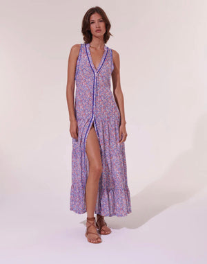 Poupette St Barth Nana Long Dress in Light Blue Paquette