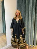 Kori Feather Midi Dress in Charcoal Gold