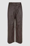 Second Female Letho Wide Leather Trousers in Brown