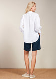 0039 Italy Sonja Pocket Shirt in White Linen