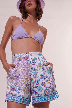 Poupette St Barth Isabelle Shorts in Blue Botanique