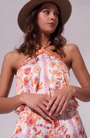 Poupette St Barth Isabelle Jumpsuit in Orange Botanique.