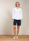 0039 Italy Sonja Pocket Shirt in White Linen