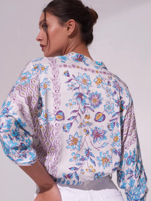 Poupette St Barth Azia Shirt in Blue Botanique.